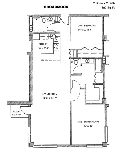 Residences at Capitol Heights Apartment Homes in Denver, Colorado Broadmoor Floor Plan